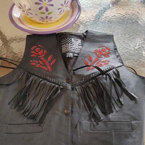Leather bikers vest